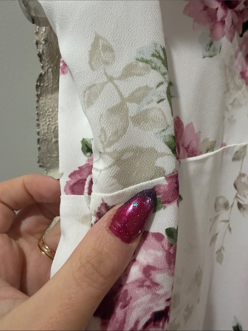 Lord Taylor Design Lab White Pink Floral Ruffle High Low Maxi Dress Size M - Picture 11 of 11